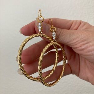 Vanessa Mooney Twisted GOLD Hoop Earrings drop dangle hoop earrings